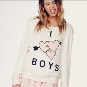 Wildfox I Love Boys Soft Cozy Pullover Sweater